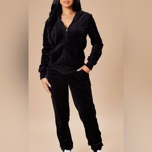 Fashion Nova Black Velour Jogger Set NWT